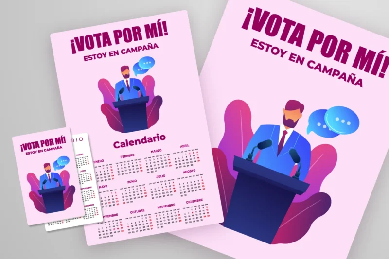 Calendarios pared, de bolsillo y afiches para campañas políticas