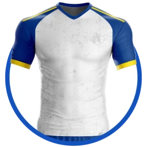 Diseño de Uniforme Deportivo Color Azul, Amarillo y Blanco