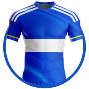 Diseño de Uniforme Deportivo Color Azul, Amarillo y Blanco