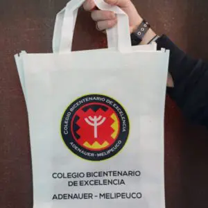 Tote bag del Colegio Bicentenario de Excelencia: diseño moderno y sostenible.