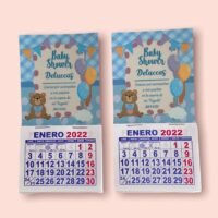 Calendario de Baby Shower Enero 2022 con diseño alegre y mensaje de agradecimiento.