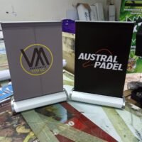 Banners promocionales de Asesorías Vimag y Austral Padel en ambiente creativo.